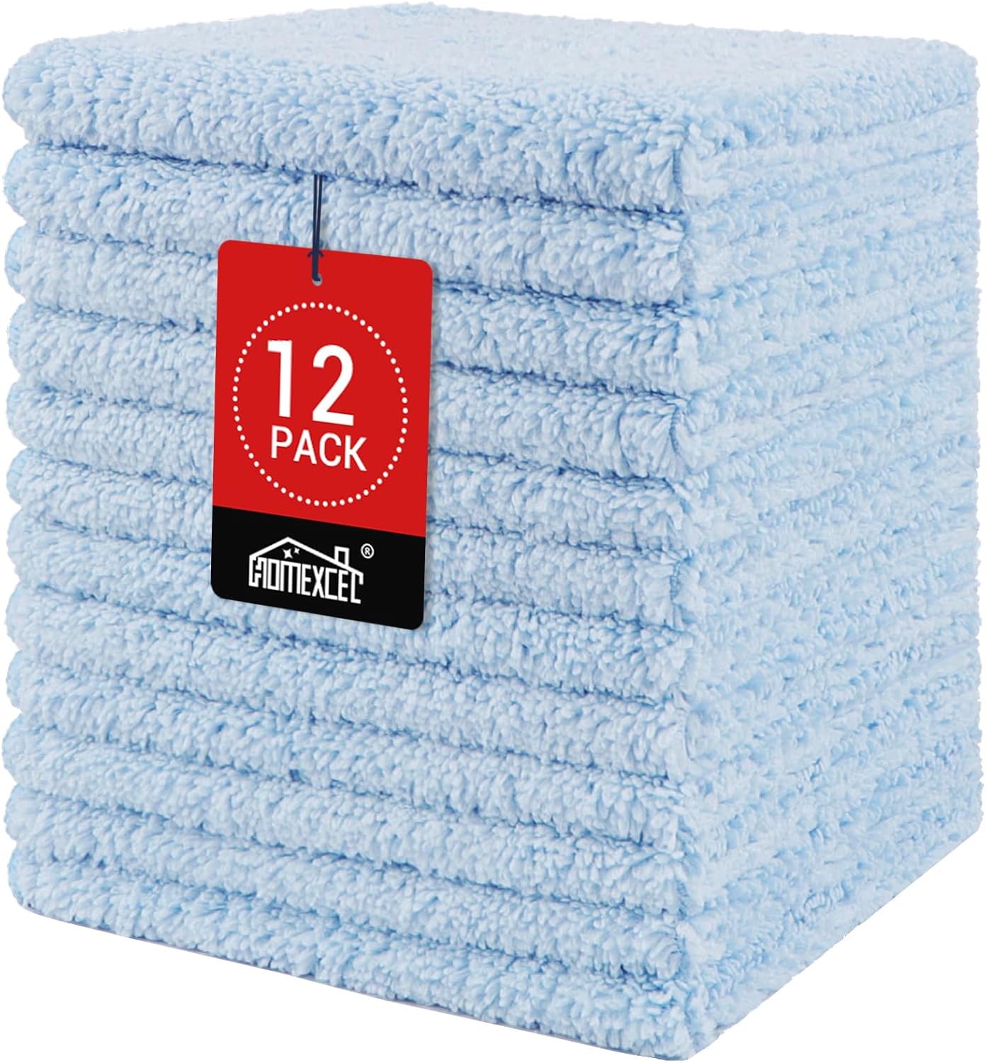 12 Pack, 12x12 Inch, HOMEXCEL Microfiber Washcloths Highly Absorbent and Soft Face Towel, Multi-Purpose Wash Cloths