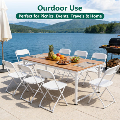FurniEdge 16 Pack White Plastic Folding Chairs, Outdoor Portable Folding Chair with Steel Frame, 350lbs Capacity Stackable Foldable Chairs for Patio, Garden, Picnic, Kitchen, Events