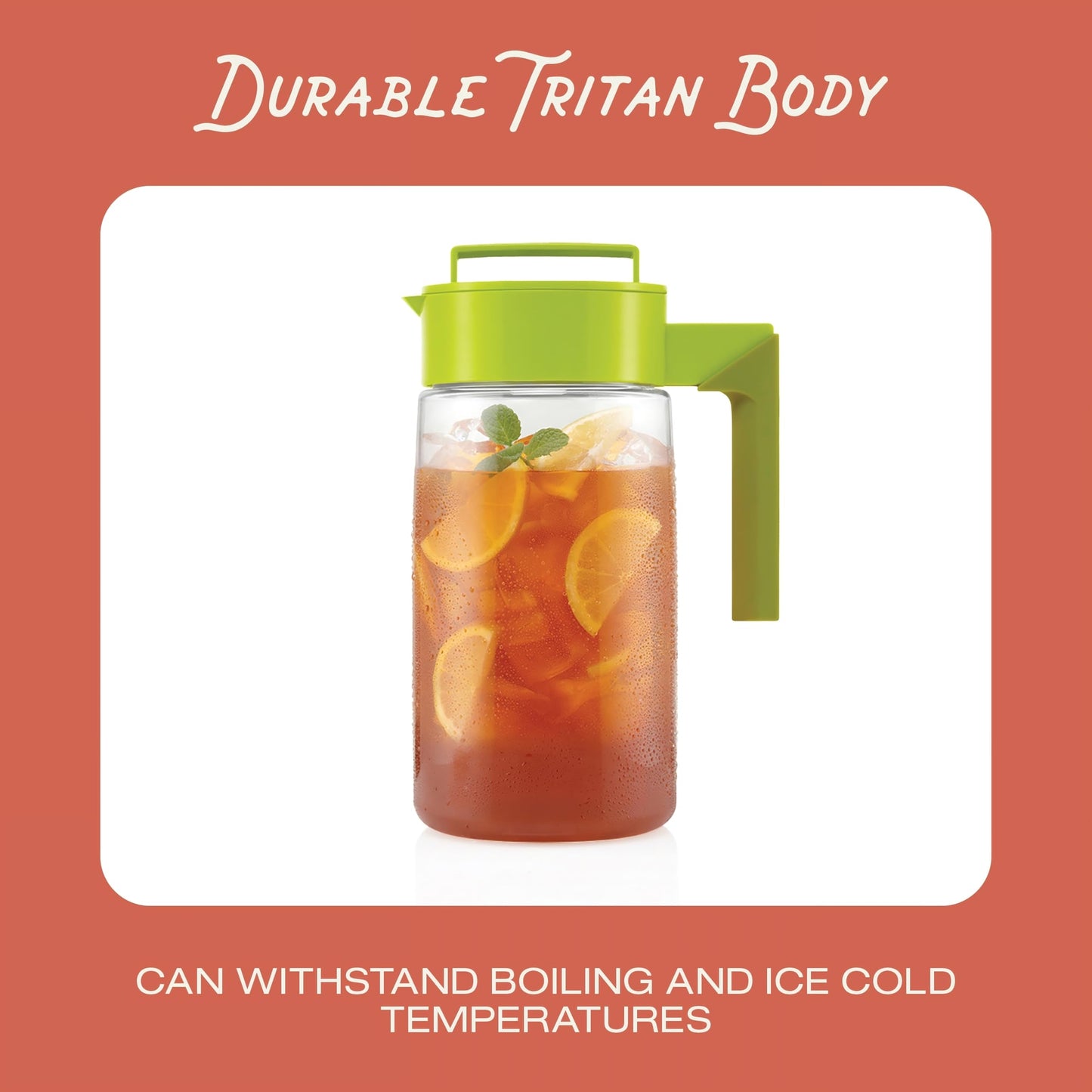 Takeya Flash Chill Iced Tea Maker - Airtight & Durable Iced Tea Maker Jug with Silicone Carry Handle - Leak-Proof & Lightweight Tea Infuser with Patented Flash Chill Technology - 2 Quart, Blueberry