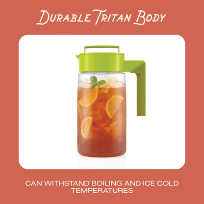 Takeya Flash Chill Iced Tea Maker - Airtight & Durable Iced Tea Maker Jug with Silicone Carry Handle - Leak-Proof & Lightweight Tea Infuser with Patented Flash Chill Technology - 2 Quart, Blueberry