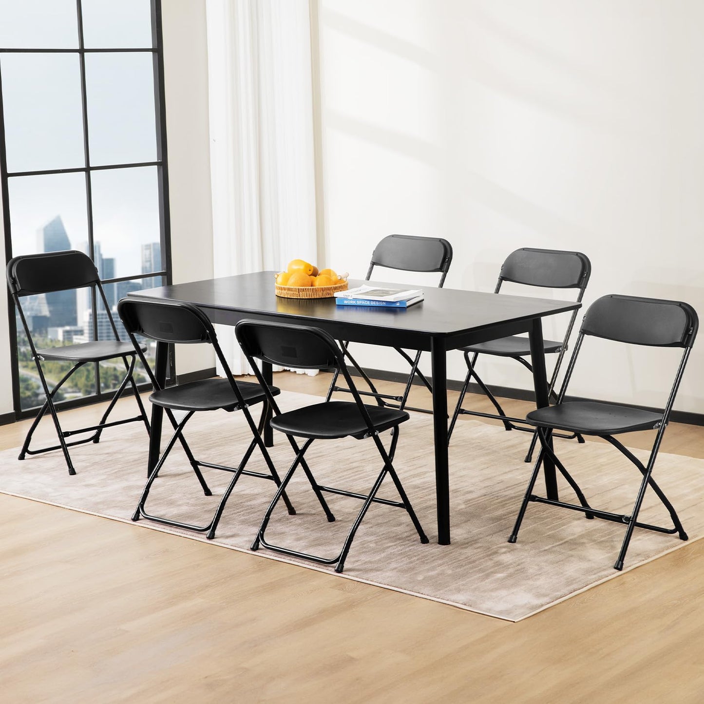 DUMOS Folding Chairs Sets of 10, 330lbs Plastic Stackable Portable Patio Dining Sets, Fold Up for Indoor Outdoor, Camping, Garden, Party, Meeting, Black