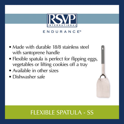 RSVP International Endurance Kitchen Tool Collection Flexible Stainless Steel, Dishwasher Safe, Spatula