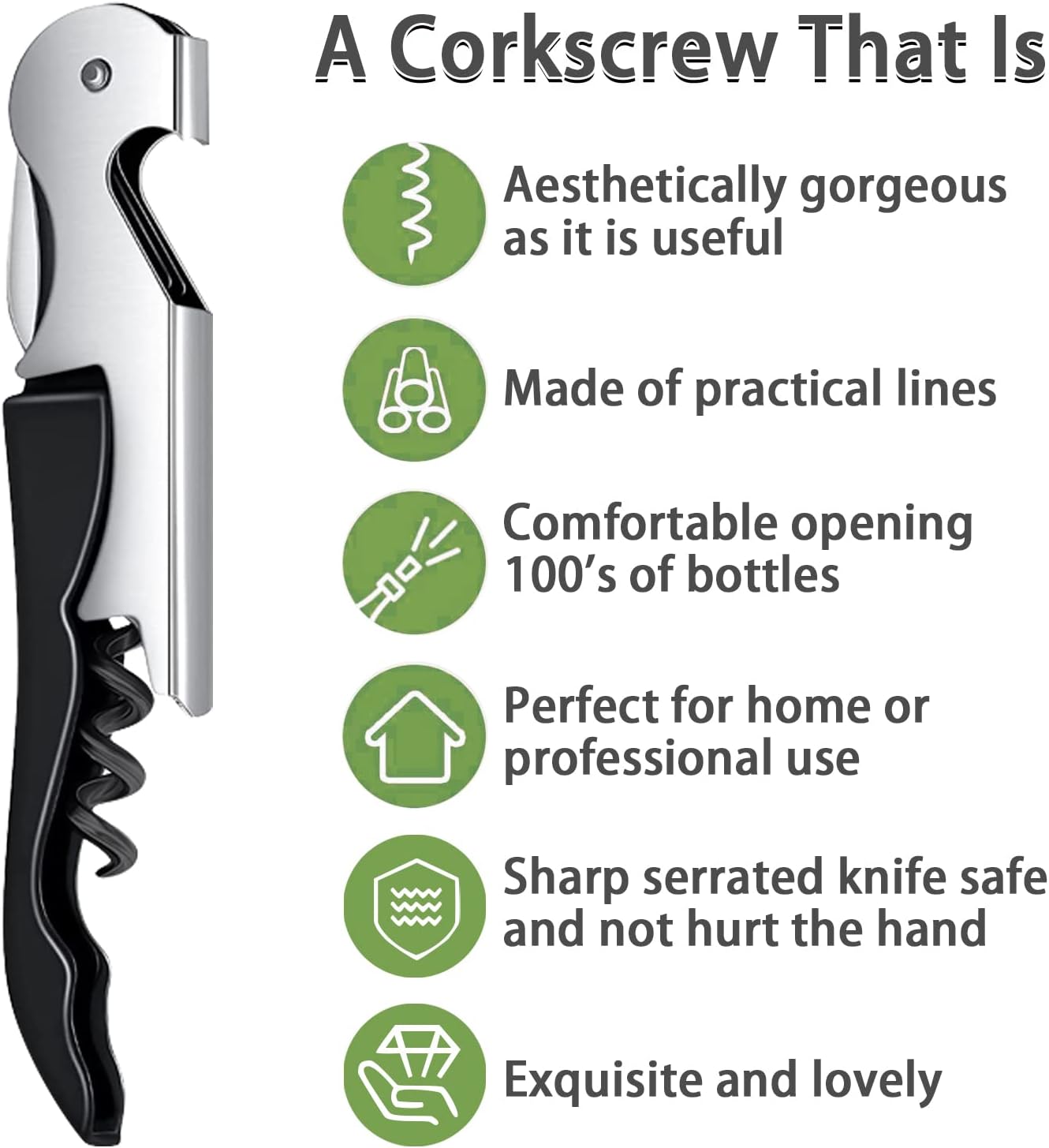 Professional Wine Opener - All-In-One Waiters Corkscrew, Best Choice for Sommeliers, 10 Packs