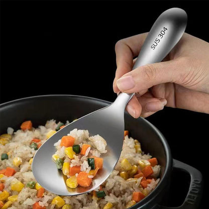 Comicfs 2Pcs Rice Spoon Paddle 304 Stainless Steel Rice Paddle Spoon Nonstick Rice Spatula Rice Scooper Metal Spoons Rice Cooker Spoons Food for Mixing Serving Draining Scooping Scraping (Matte)