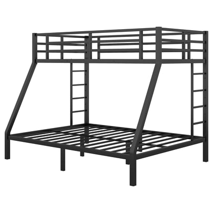 Bellemave Twin XL Over Queen Bunk Bed for Adults, Twin XL Over Queen Bunk Beds Frame with 2 Ladder and Full Length Guardrail, Easy Assemble, Mattress Not Included, Black
