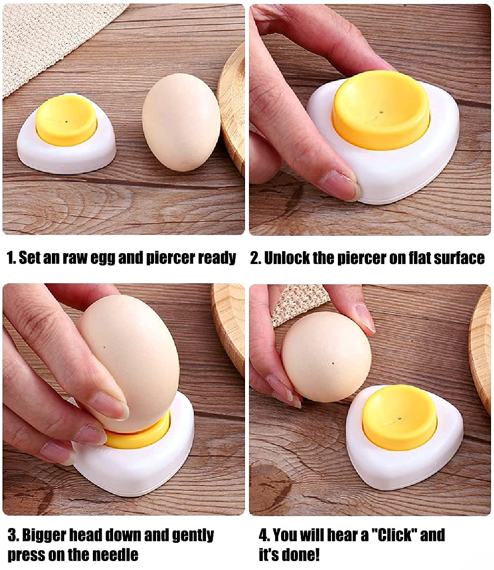10 Pcs Egg Cups for Soft Boiled Eggs, Jawbush Egg Cracker Topper Set for Raw Hard Boiled Eggs, 4X Egg Spoons, 4X Egg Cups, 1x Magnet Egg Piercer, 1x Stainless Steel Egg Topper Egg Guillotine