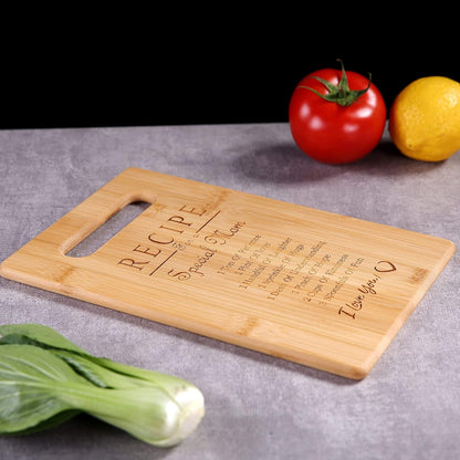 Mother's Day Gift: Special Love Heart Bamboo Cutting Board for Mom - Recipe Gifts (MOM-1)