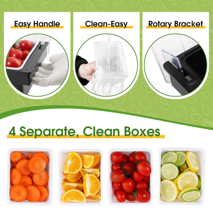 POWLAB Fruit, Veggie & Condiment Caddy with Lid Dispenser Tray Garnish Station for Bartending & Serving Taco (1, 4 Compartment)