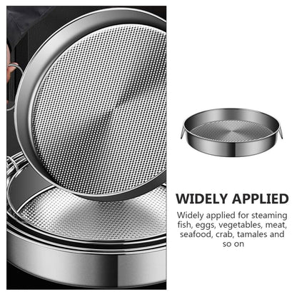 MAGICLULU 10in Stainless Steel Steamer Tray, Non-stick Cooking Plate with Foldable Handles for Buns and Vegetables, Universal Steaming Rack for Pots and Stovetop Cookware, Silver