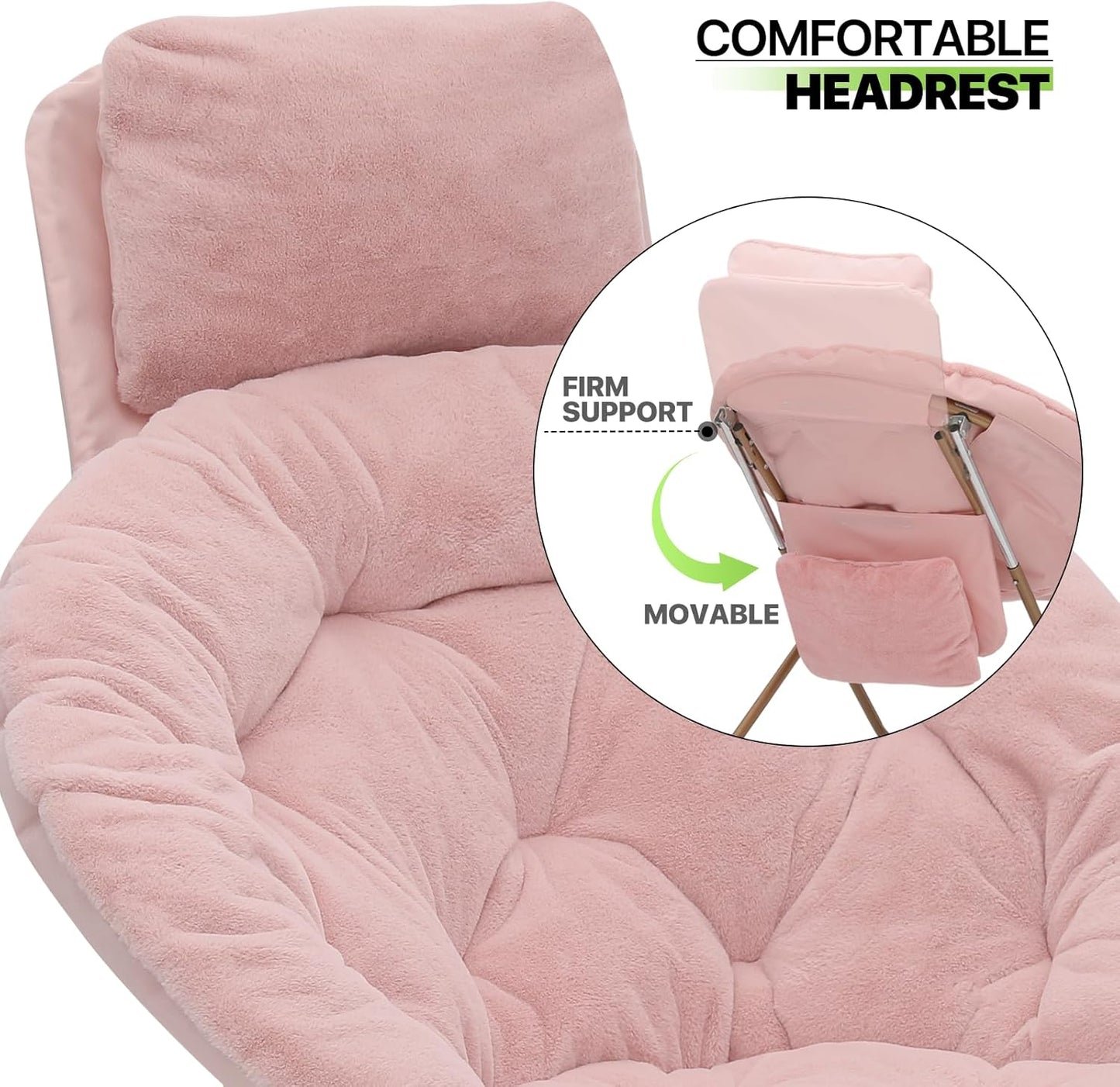 Magshion Saucer Chair with Removable Headrest, Folding Moon Chair for Adults, Oversized Comfy Reading Seat for Bedroom