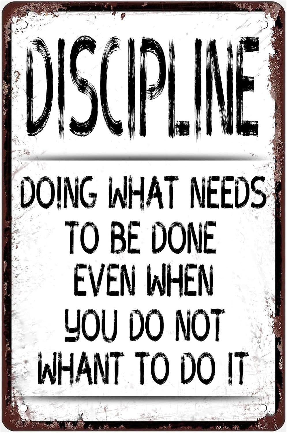 Discipline Poster Vintage Metal Sign, Doing What Needs To Be Done Tin Painting for Home Farmhouse Bar Gifts