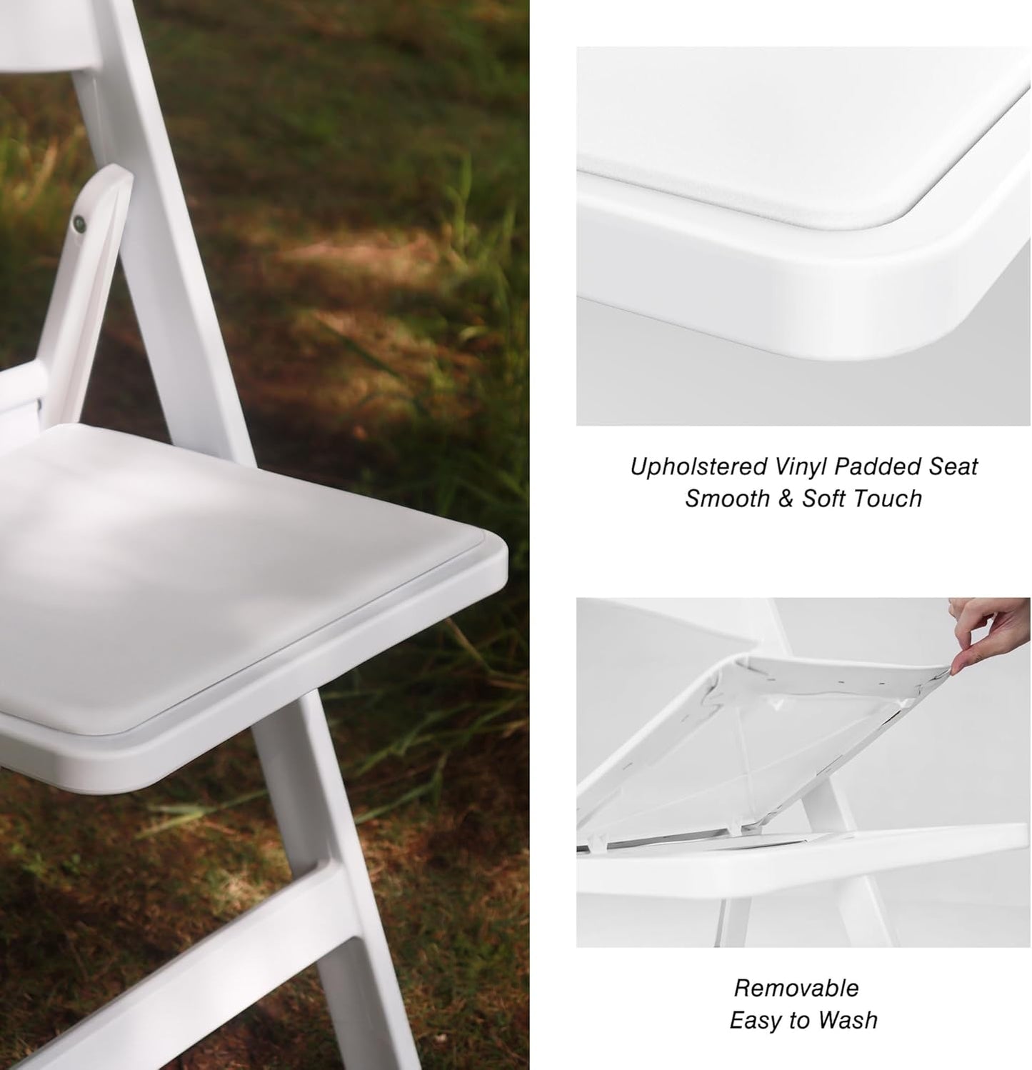 Allpop 2 Pack 550LB Commercial Set Resin Folding Chair with Vinyl Padded Seat, Capacity, Chair for Party Wedding Picnic