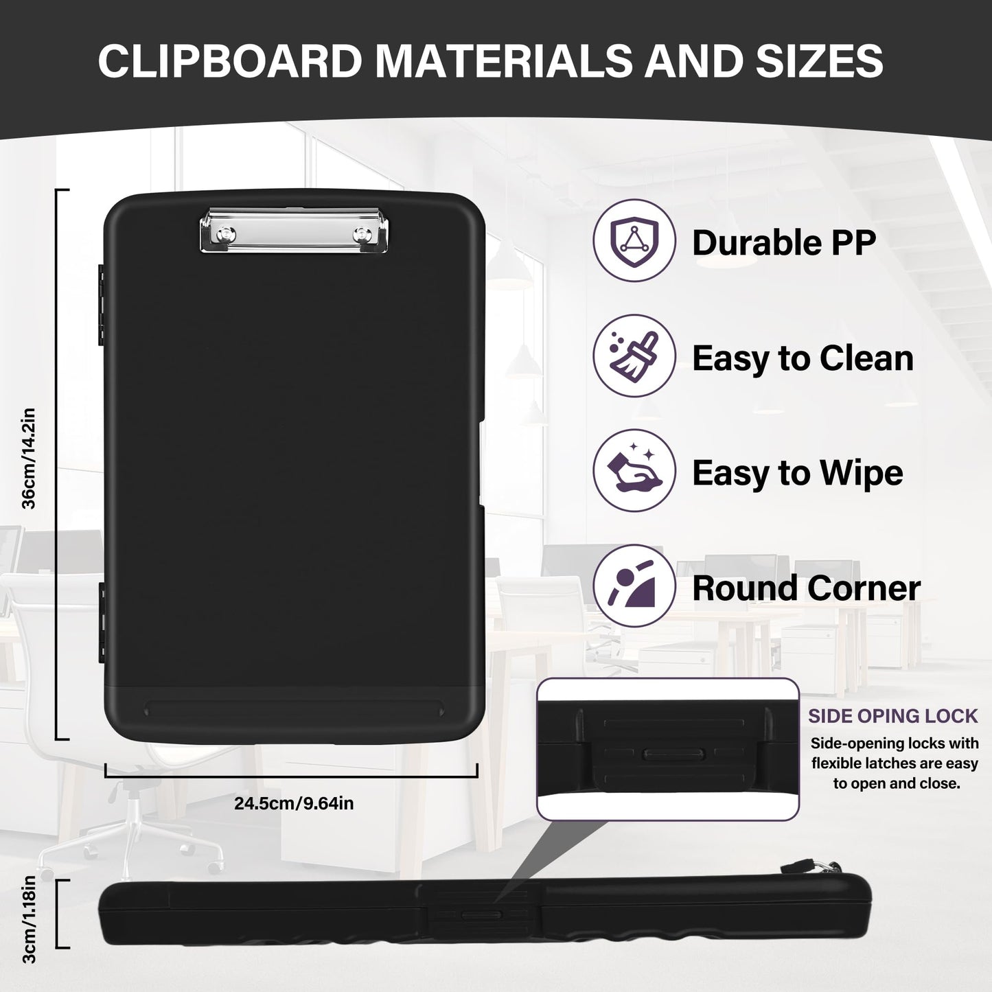 YEAHVIY Clipboard with Storage, High Capacity Clip Boards 8.5x11, Heavy Duty Plastic Nursing Clipboard Folder with Pen Holder and Low Profile Clip for School & Office