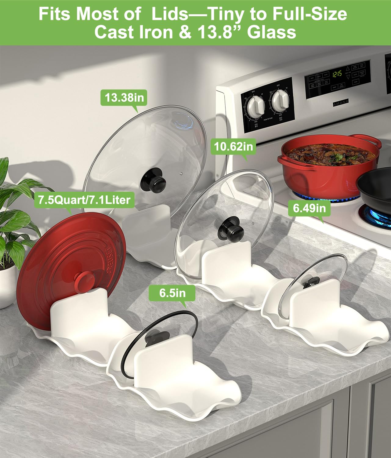 Spoon Rest for Stove Top, Ceramic Pot Lid Holder, Large Spoon Rests for Kitchen Counter, Spatula Rest & Kitchens Utensils Holder, Protects Stove Top and Countertops, Modern Kitchen Accessories