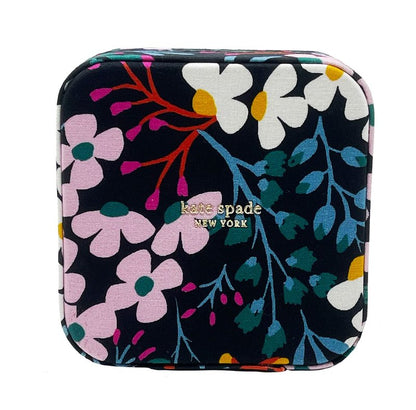 kate spade new york Small Travel Jewelry Case, Black Jewelry Box to Organize Rings, Necklaces, Earrings, Fall Floral