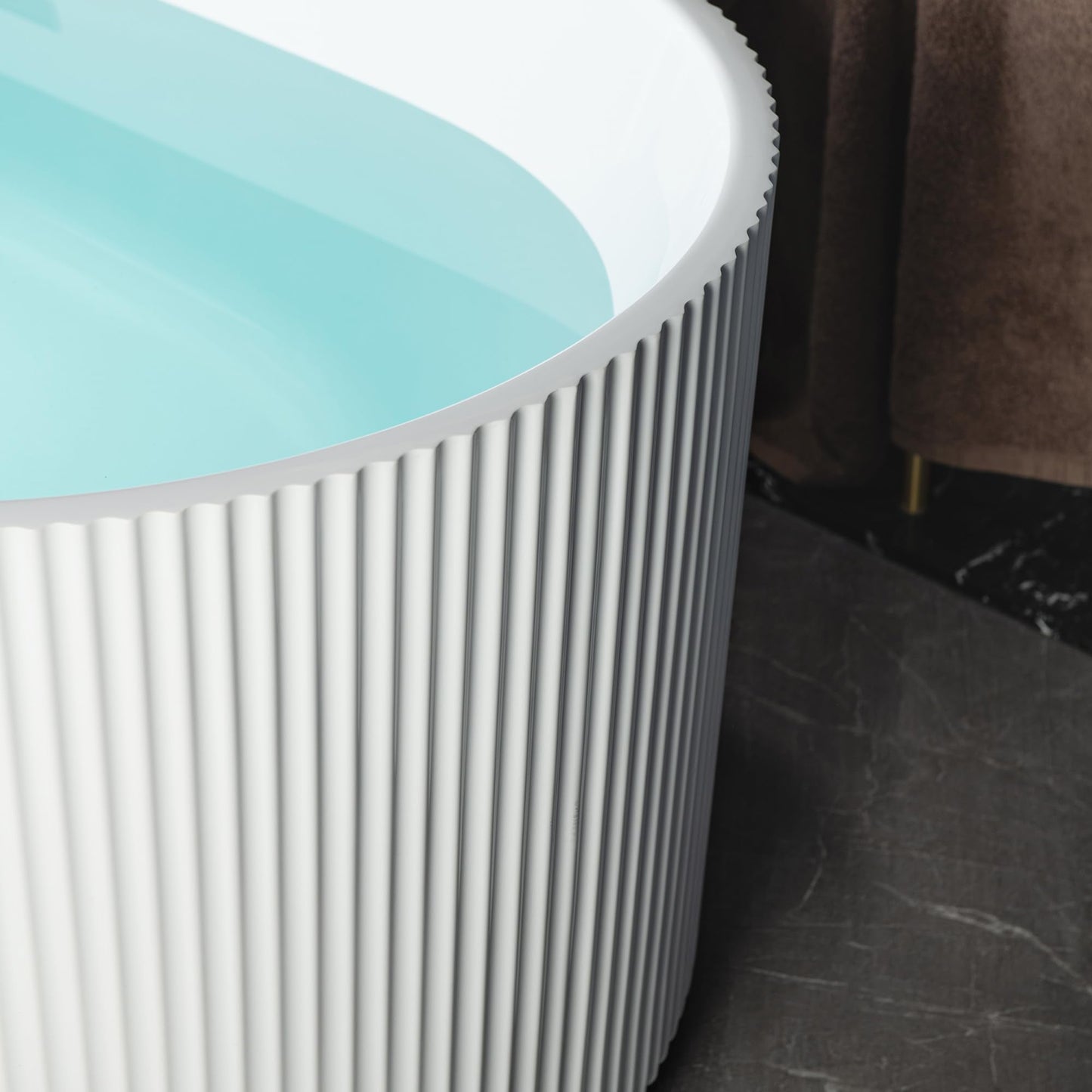 WOODBRIDGE 67" L x 31-1/2" W Freestanding Contemporary Soaking Bathtub with Matte Black Pop-Up Drain Drain and Overflow Option, White, BTA1526/B0026+MB-Drain &O
