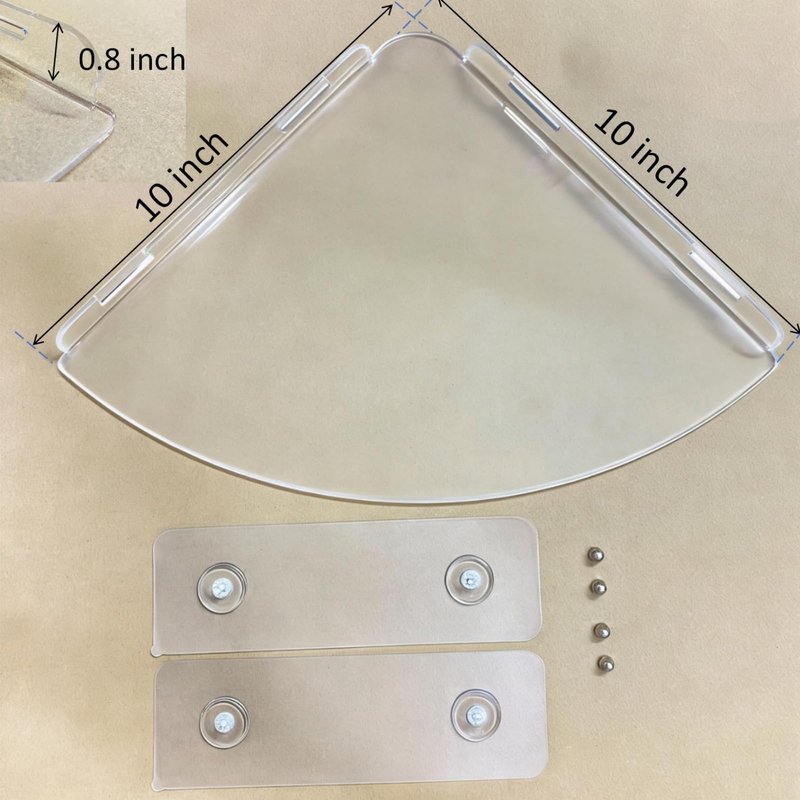 NUTNAPH Acrylic Corner Shelves, Adhesive Shelf, Shower Caddy Organizer for Home Decor,Clear Shower Shelf,No Drilling Wall Mounted Bathroom Shelves (Clear 10 inch 2 set)