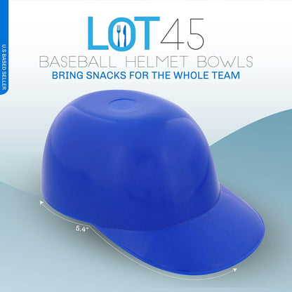 Lot45 Mini Baseball Helmet Ice Cream Snack Bowls, 12pc 8oz Blue Baseball Dessert Cups for Parties and Games