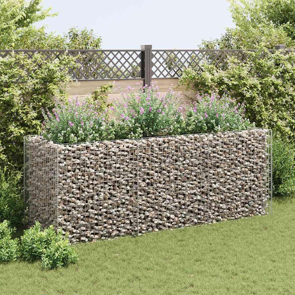 Foknhdi Galvanized Steel Gabion Raised Garden Bed 106" Large Outdoor Planter Box for Vegetables, Herbs & Flowers, Heavy-Duty Rectangular Raised Bed for Patio, Yard & Balcony Spaces