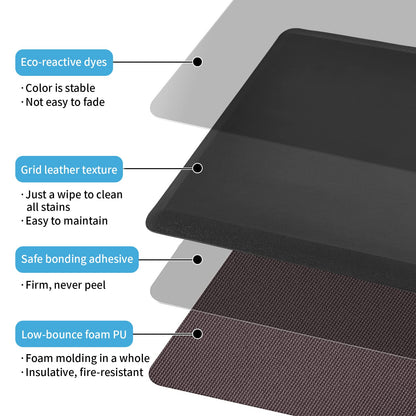 Art3d Anti Fatigue Mat - 1/2 Inch Cushioned Kitchen Mat -Comfort & Non Slip Cushion for Standing Desk, Office or Garage Floor (17.3"x28", Black)