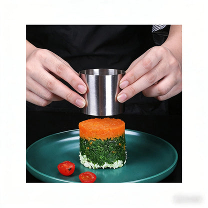 Set of 3 Stainless Steel Sushi Tower Mold, Round Mousse Cake Ring Molds with Pushers, Tuna Tartare Mold Ring for Home Kitchen Use