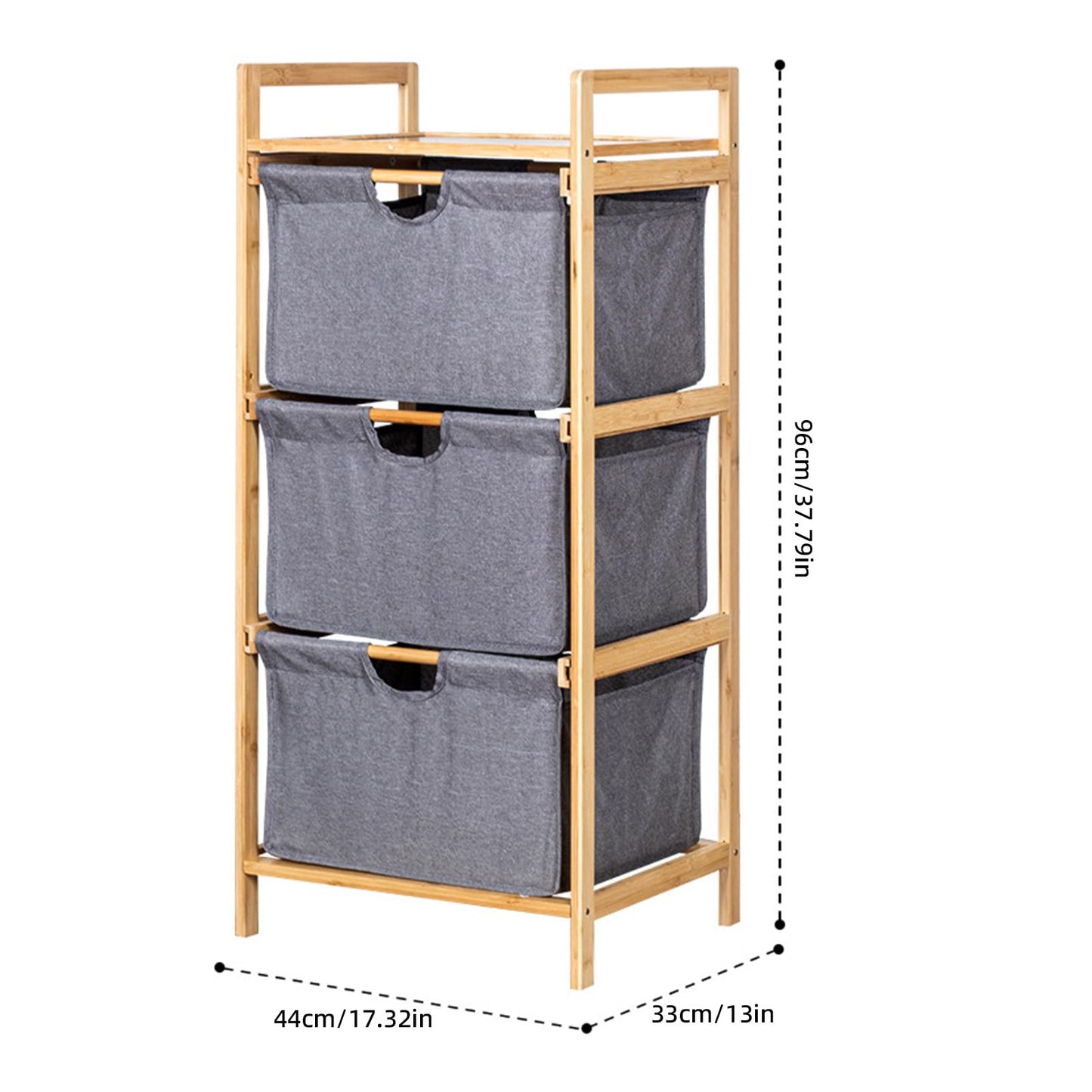 Depisuta Laundry Basket Organizer, 3 Tier Pull Out Hamper Sorter with Top Shelf Fabric Drawers Unit Small Space Freestanding Clothes Towel Storage Cabinet for Bathroom Bedroom (Gray)