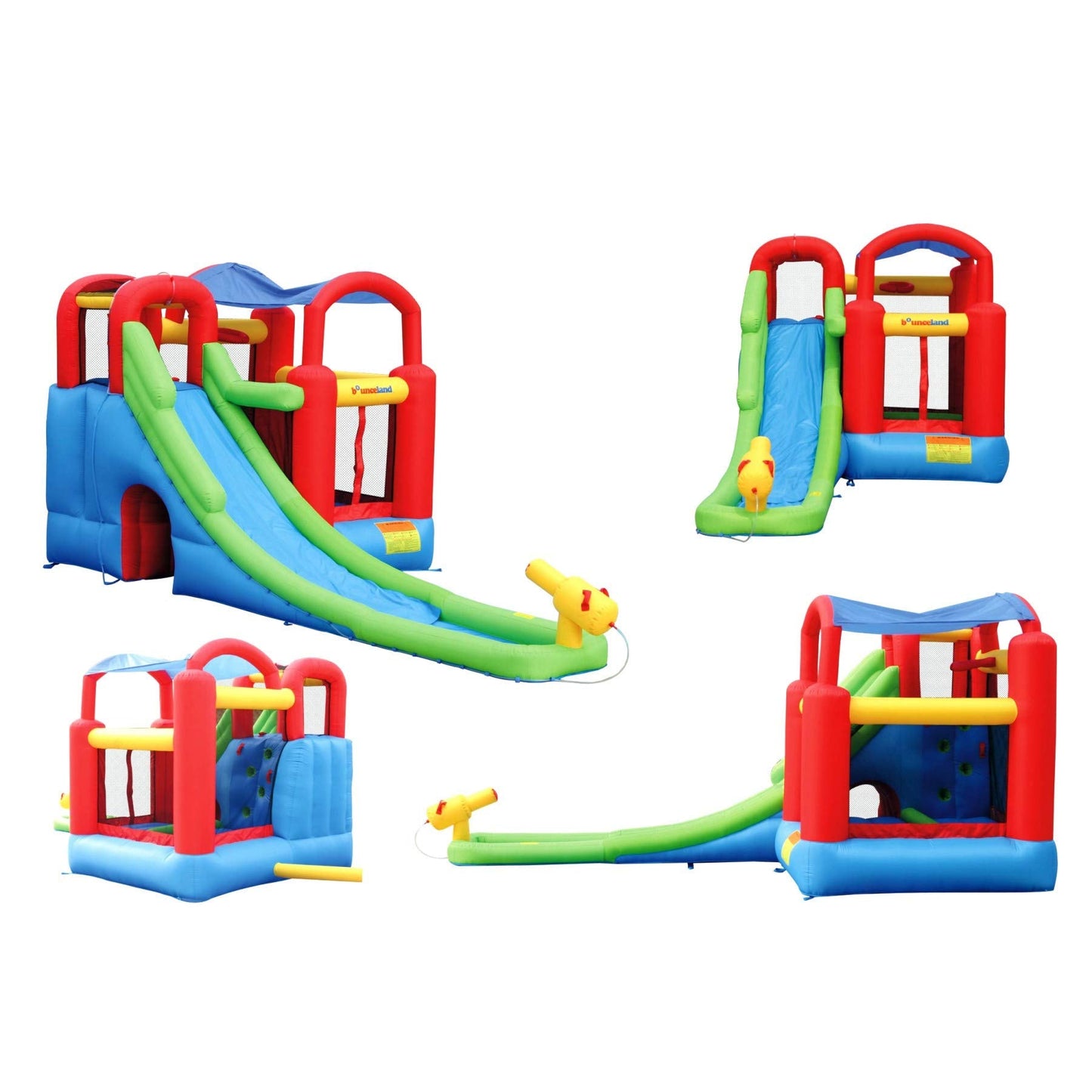Inflatable Bounce House or Water Slide Wet or Dry with Sun Roof, Ball Pit 30 Balls, Water Gun, Fun Bouncing Area with Basketball Hoop, Long Slide with Climbing Wall, UL Certified Blower Included