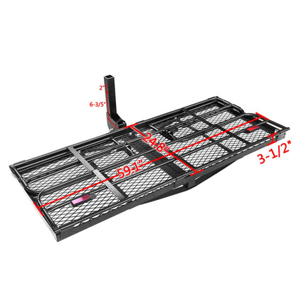 OKLEAD 500 Lbs Heavy Duty Hitch Mount Cargo Carrier 60" x 24" x 14.4" Folding Cargo Rack Rear Luggage Basket Fits 2" Receiver for Car SUV Camping Traveling