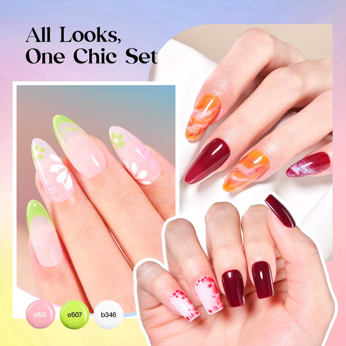 beetles Gel Polish 44pcs Fall Gel Nail Polish Set 36 Colors Brown Burgundy Red Blue Purple Orange Green Black Nude White with Base Top Coat UV LED Needed Salon DIY at Home Gift for Women Colorful Muse