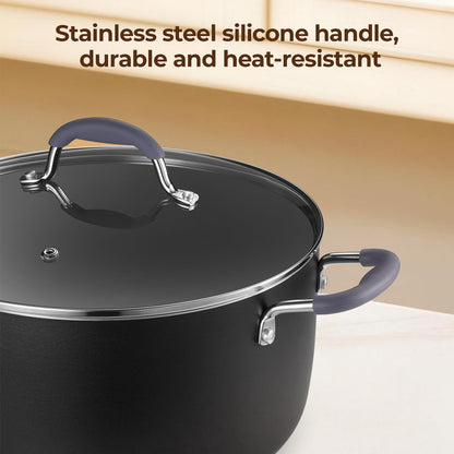 10 Quart Nonstick Stock Pot with Lid, Ceramic Soup Pot with Lid, Induction Cooking Pot with Silicone Handle for All Stoves, Healthy Non-toxic Cooking Pot for Stew/Pasta, PFAS & PFOA Free