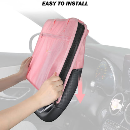JOYTUTUS 3 in 1 Steering Wheel Eating Tray, Car Back Seat Laptop Desk, Multifunctional Office Bag, Car Work Table for Writing, Car Organizer for Kids, Commuters, Family