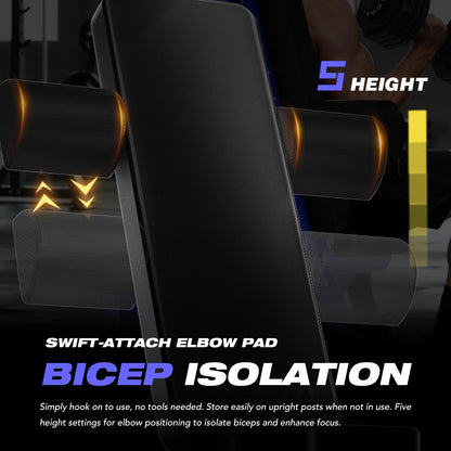 KeppiFitness Weight Bench, 1500LBS Capacity Workout Bench, 17” Bench Press Height, 11+8 Adjustable Weight Bench with Flat/Incline/Decline Angle and On-end Storage - Bench6000 (2026 Version Blue Frame)