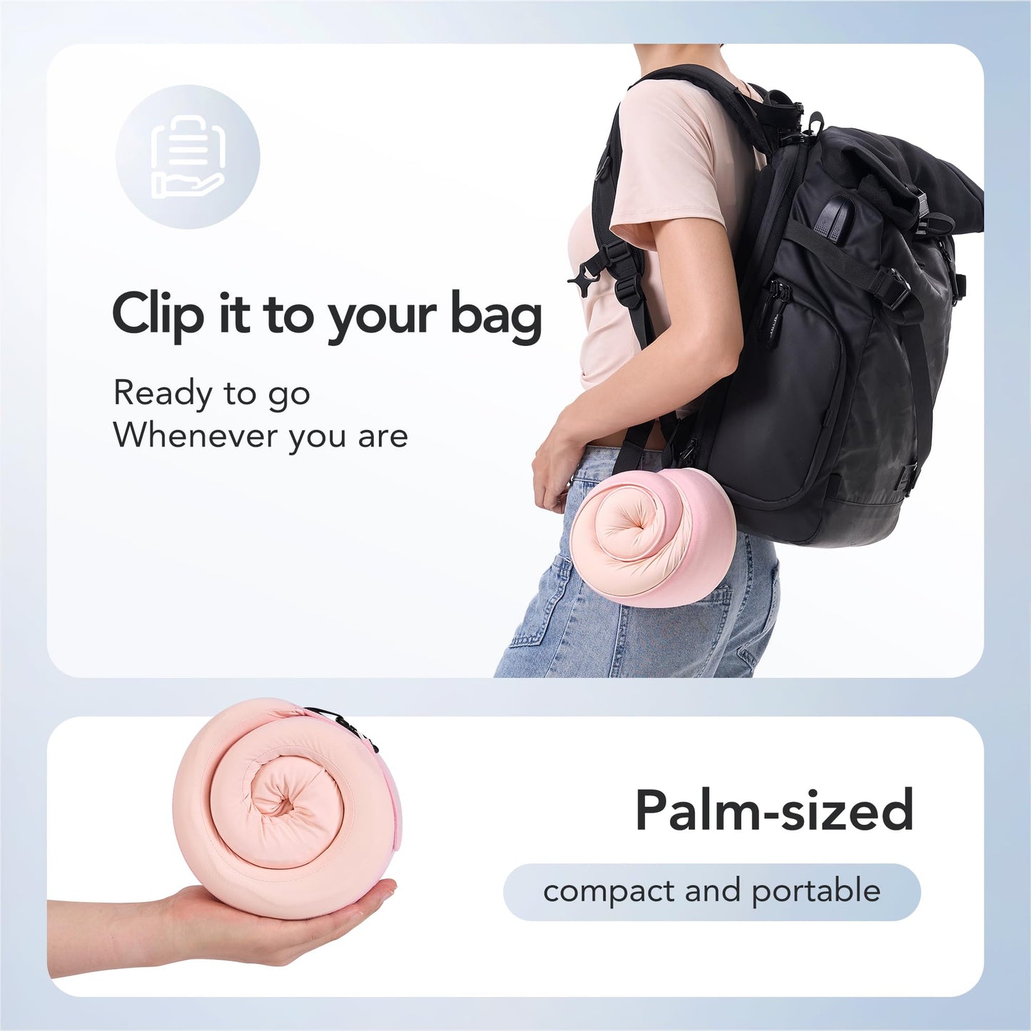 Travel Pillow, 100% Pure Memory Foam Travel Neck Pillow Airplane Neck Support Ergonomic Design for Traveling Suitable for Airplanes,Offices and Cars-Grey