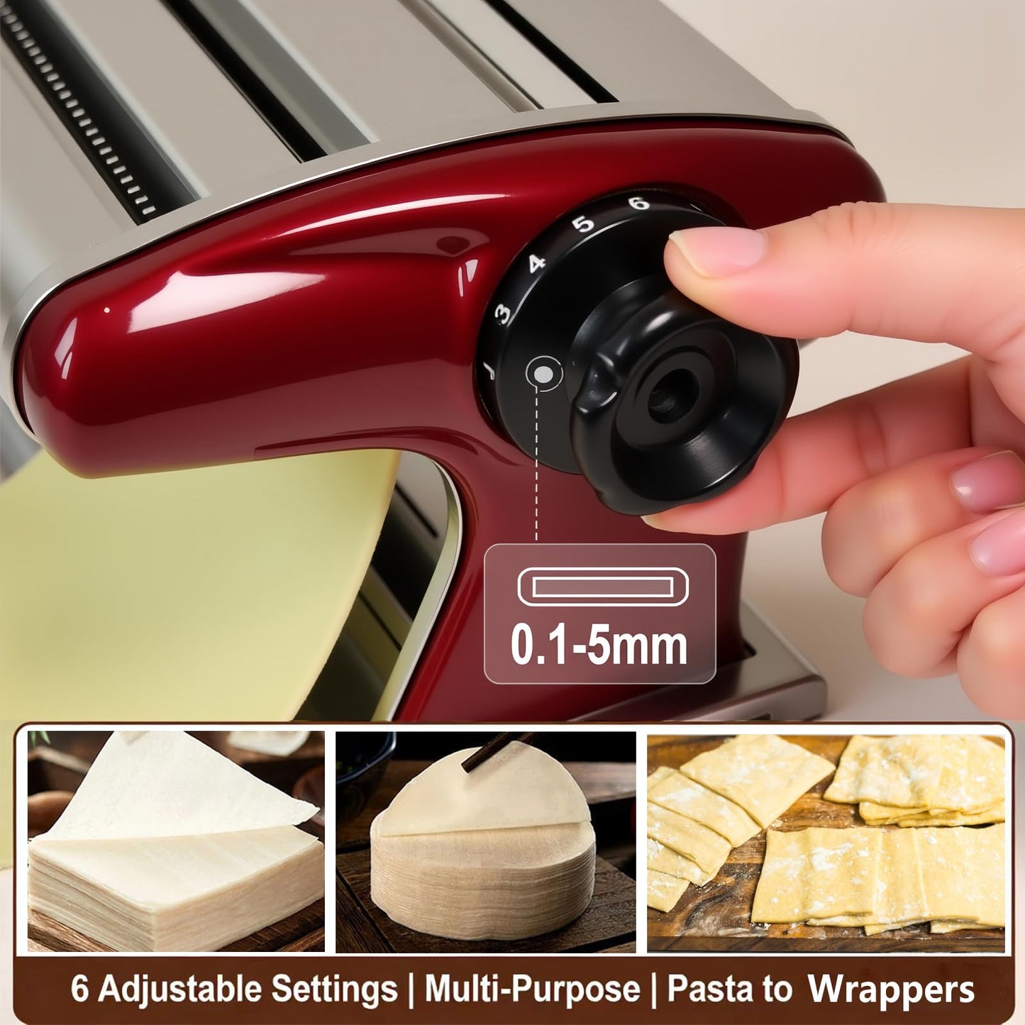 XINGYUEXUAN Pasta Maker Machine, Stainless Steel Manual Noodle Maker with 2mm & 4mm Cutters, Hand Crank for Homemade Spaghetti, Fettuccine, Lasagna & Dumpling