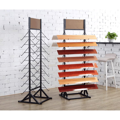 DFEDHF Sample Floor Tile Display Rack Floor Standing Wooden Plate Stone Display Shelf Multifunctional Vertical Porcelain Sample Display Stand for Retail Stores Exhibition Halls, Black
