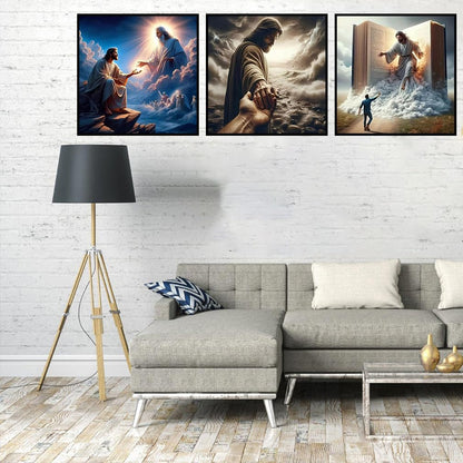 Zythron 3PCS Diamond Art Kits for Adults Jesus Diamond Painting Religion Diamonds Art DIY 5D Full Drill Gem Art Jesus Christ Painting Kit for Home Wall Decor Gifts 12x12 in