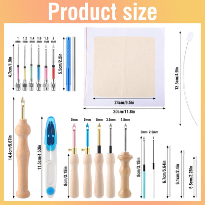 35 Pcs Punch Needle Kit, Punch Needle Tool Adjustable Punch Needle Embroidery Kits Include Wooden Handle Embroidery Pen Set, Big Eye Needles, Punch Needle Cloth - Valentines Gifts for Adults Beginne