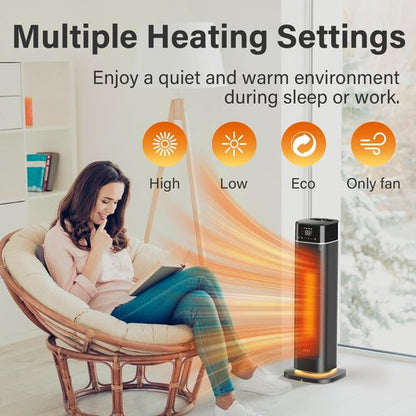 JRD 24" Tower Space Heater, Oscillation, Heating Mode, Ceramic Heat for Office
