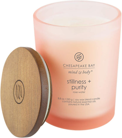 Chesapeake Bay Candle Scented Candle, Stillness + Purity (Rose Water), Medium Jar, 8 Ounce