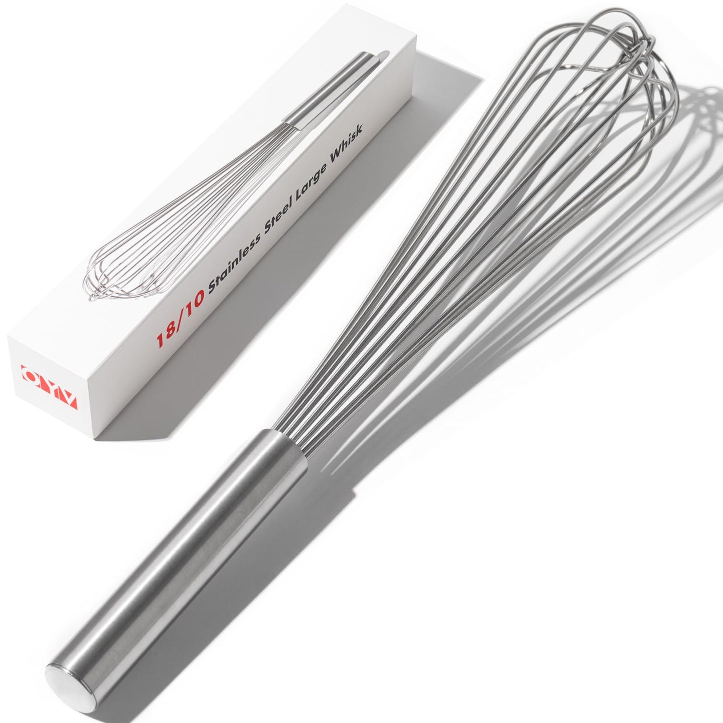 OYV 18/10 Stainless Steel Large Whisk, 17" Commercial Heavy Duty Whisk for Whipping Eggs, Mixing Batter, Making Sauces, Long Wisk Dishwasher Safe