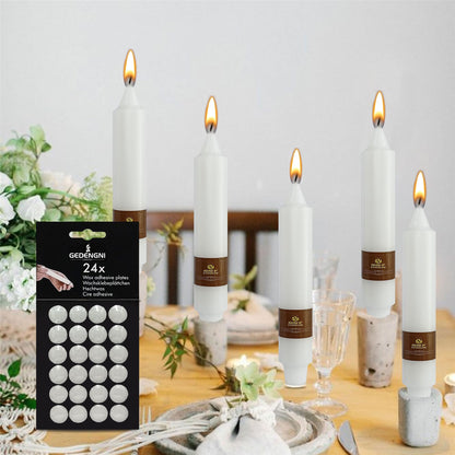 Gedengni Taper Candle Wax Dots - 24pcs Spiral Candle Sticky Dots White Candles Adapter Small Candlestick Adhesive,Soft Wax for Any Candles Holder Accessories-White