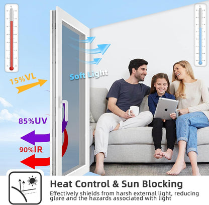 Window Privacy Film with Free Installation Tools, One Way Daytime Static Cling Reflective Heat Control