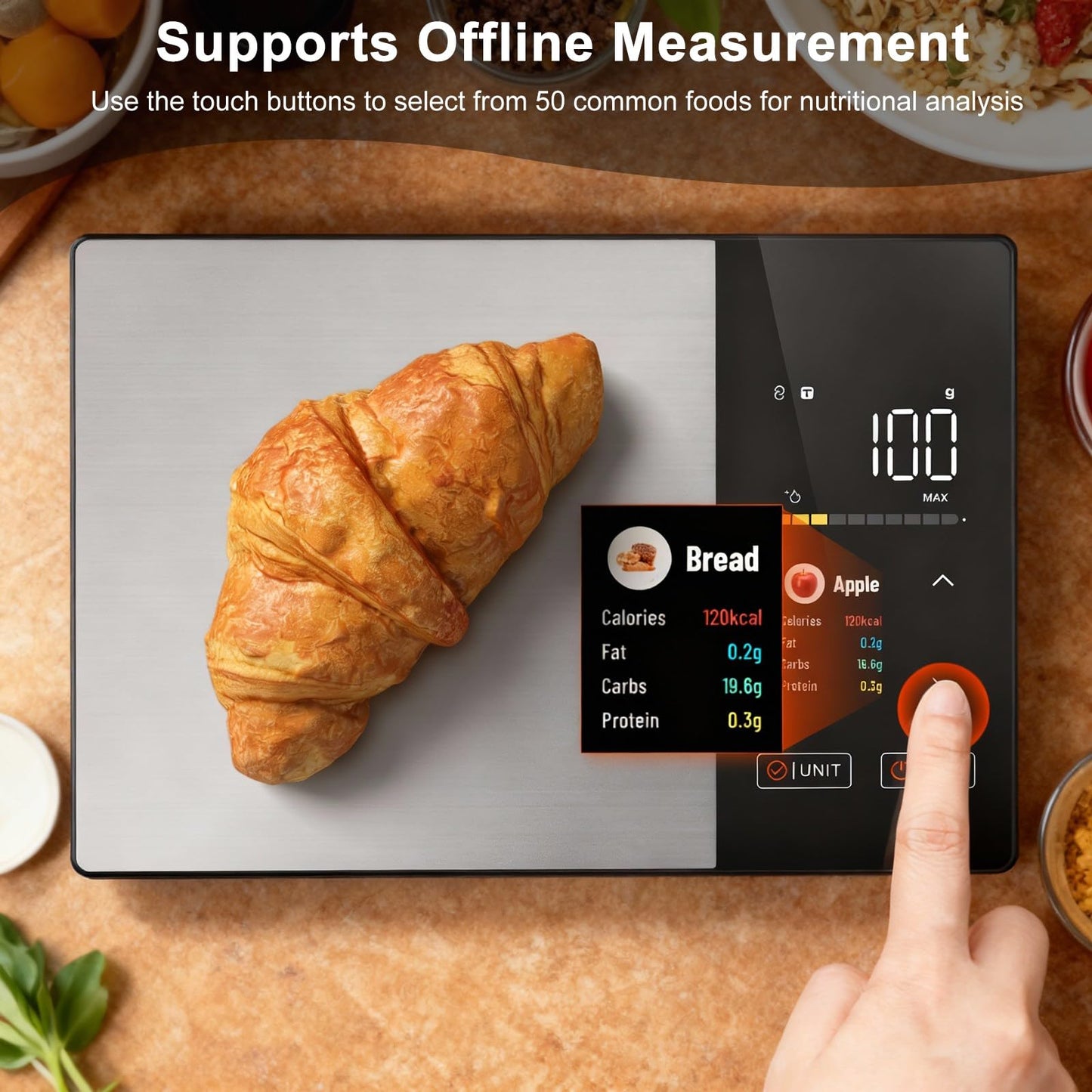 Ocycund Smart Food Scale with Nutritional Calculator, Digital Kitchen Scale for Weight Loss, Free App with 23 Nutrients & Calorie Tracking, Digital Weight Grams & Ounces, 11 lb/5 kg