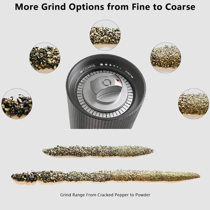 Luvan Pepper Grinder Mill, Heavy Duty Aluminum Manual Pepper Mill, Professional Grade Pepper Grinder with Stainless Steel Blade and Adjustable Coarseness, Black Pepper Mill Grinder Refillable Gift Set