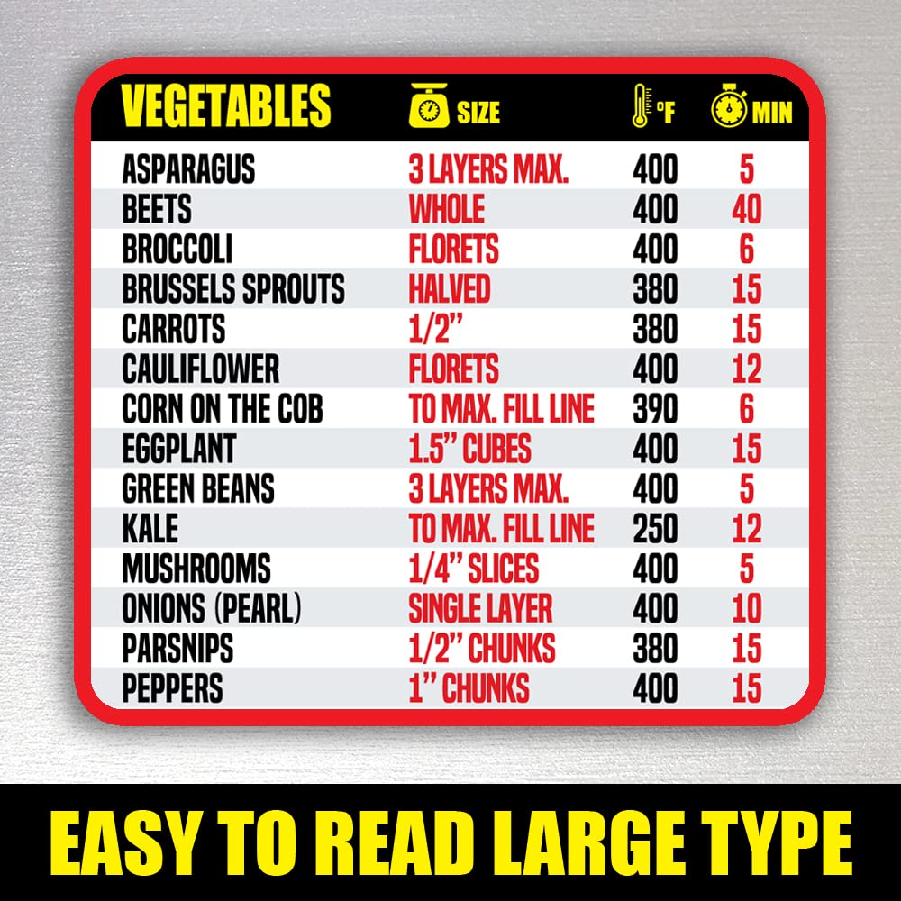 Air Fryer Magnetic Cheat Sheet - Large Print Easy to Read Airfryer Accessory - Air Fryer Cooking Times Chart Magnet, Airfry Cookbook Guide, Kitchen Cheat Sheet, Airfryer Oven Accessories 2025 (Red)