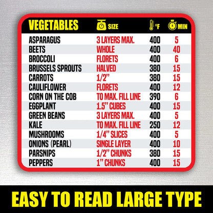 Air Fryer Magnetic Cheat Sheet - Large Print Easy to Read Airfryer Accessory - Air Fryer Cooking Times Chart Magnet, Airfry Cookbook Guide, Kitchen Cheat Sheet, Airfryer Oven Accessories 2025 (Red)