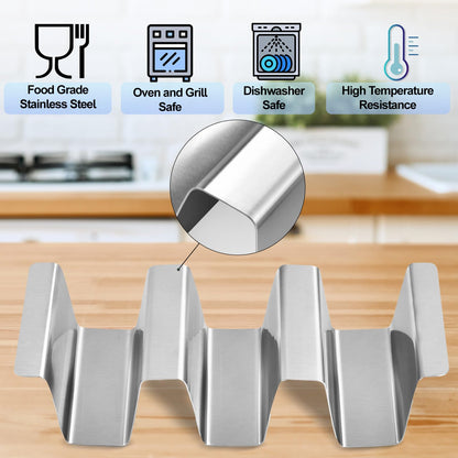 ARTTHOME. Taco Holders Set of 12 – Stainless Steel Durable Taco Stand for 3 Tacos, Dishwasher Safe, Perfect for Taco Night & Street Tacos