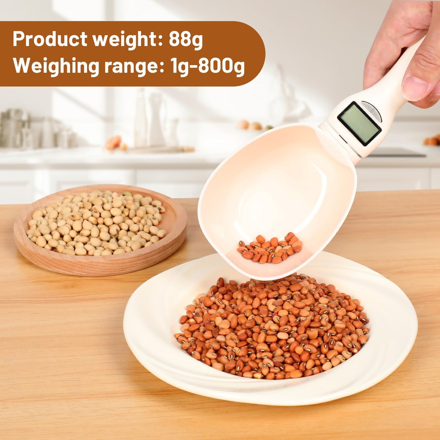 Digital Measuring Spoon Scale,Electronic Food Measuring Scale,Food Weight Scale Grams and Ounces,800g/0.1g High Precision Digital Kitchen Food Scale with LCD Screen,Household Weighing Scoop