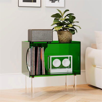 FURUIM2024M Record Rack Home Storage Rack Acrylic Vinyl Record Cabinet with Feet Side Table Magazine