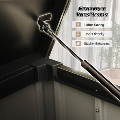 SHPAI 190 Gallon Metal Deck Box, Waterproof Steel Outdoor Box, Large Patio Furniture Storage Cabinet, Lockable Storage Bench for Porch Package Delivery, Pillows, Cushions, Pool, Tools, Backyard, Brown